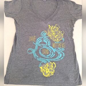 Dave Matthews Concert Tee Medium Grey with Coffee Cup & Steam Graphic Medium